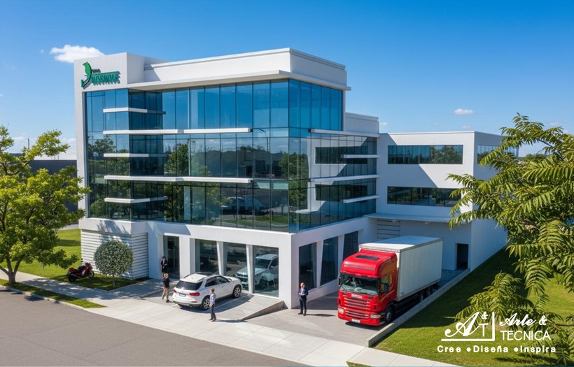 Instalación de ACM, ventanas DVH, cortinas acusticas y pisos de resina espoxica industrial en centro corporativo en Managua, Nicaragua