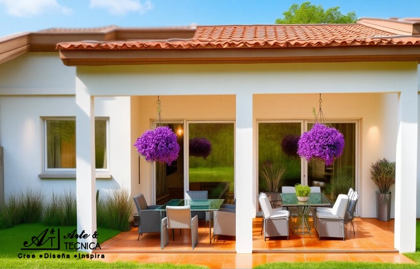 Instalación de pisos de resina epoxica con granito en terraza y grama artificial en residencia en Catarina, Masaya, Nicaragua
