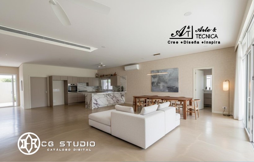 Instalación de resina epoxica en pisos con vetas simulando marmol en residencia en Managua, Nicaragua