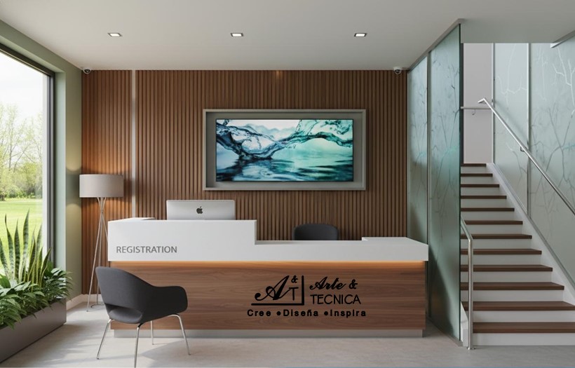 Instalación de piso de resina, paredes con WPC y vidrio DVH en clinica integral de cadiologia en Managua, Nicaragua