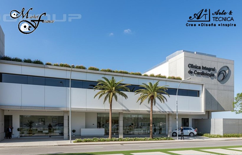 Instalación de fachada de ACM en clinica integrala de cardiologia en Managua, Nicaragua